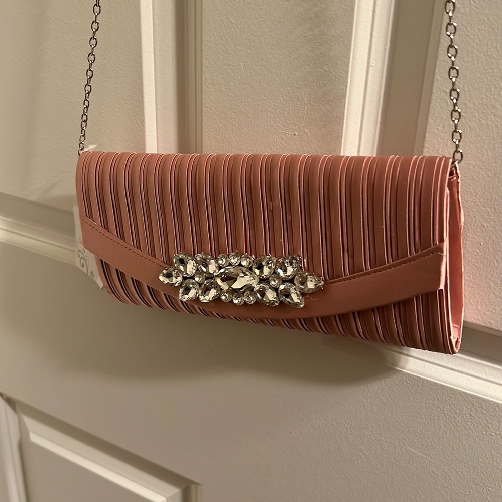 Pink satin clutch
